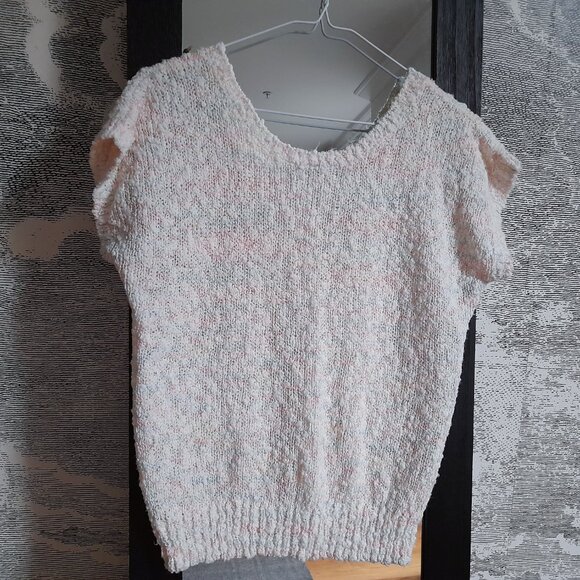 Vintage 80s Knit Boucle Sweater Top Size Small 37"B Pullover Pastel - Picture 13 of 15